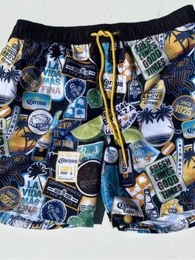 Corona Extra Lined Size Medium Swim Trunks with Drawstring